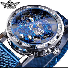 Load image into Gallery viewer, Thin Blue Line Inspired Winner Men’s  Skeleton Mechanical Watch (FREE Shipping)