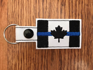 Thin Blue Line Canada Flag Keychain