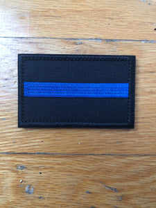 Thin Blue Line 8 cm x 5 cm Velcro Backed (hook and loop) Patch