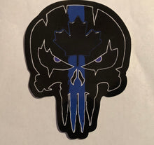 Load image into Gallery viewer, Thin Blue Line Canada Punisher Decal (2 sizes /2 versions) FREE Shipping!