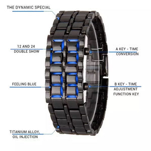 Thin Blue Line Inspired Digital Lava LED Mirror Titanium Alloy Watch  (FREE Shipping)