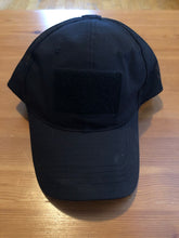 Load image into Gallery viewer, Black Adjustable “One Size Fits All”  Tactical Cap with YOUR choice of FREE Patch