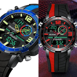 Thin Blue and Thin Red Line Inspired Men's Dual Display Analog Digital Chronograph Waterproof Watch