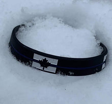 Load image into Gallery viewer, Thin Blue Line Silicone Back The Blue, Blue Lives Matter, Thin Blue Line , Thin Blue Line Maple Leaf , Thin Blue Line Canadian Flag, Defend This Line, Got Your Six, Thin Silver Line (Corrections) Wristband / Bracelet