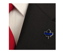 Load image into Gallery viewer, Maple Leaf Thin Blue Line Lapel Pin