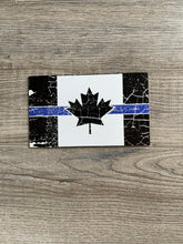 Load image into Gallery viewer, Thin Blue Line Tattered Canadian Flag Magnet 5&quot;x 3 &quot;