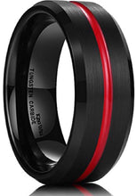 Load image into Gallery viewer, Thin Red Line Black Tungsten Ring