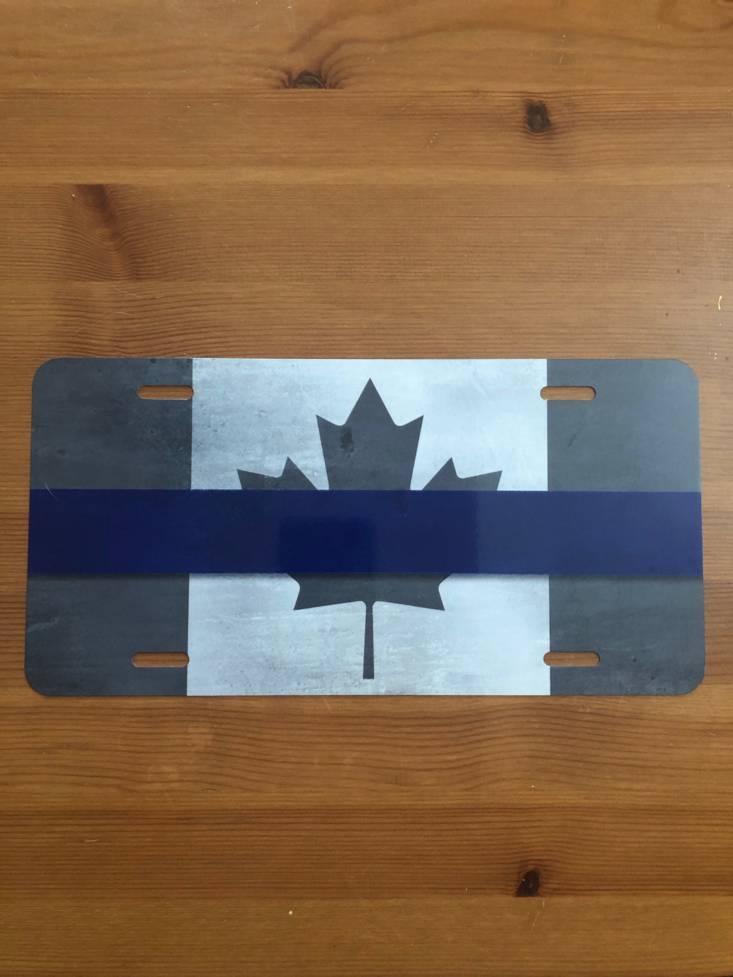 Thin Blue Line Canada Subdued Flag Aluminum License Plat