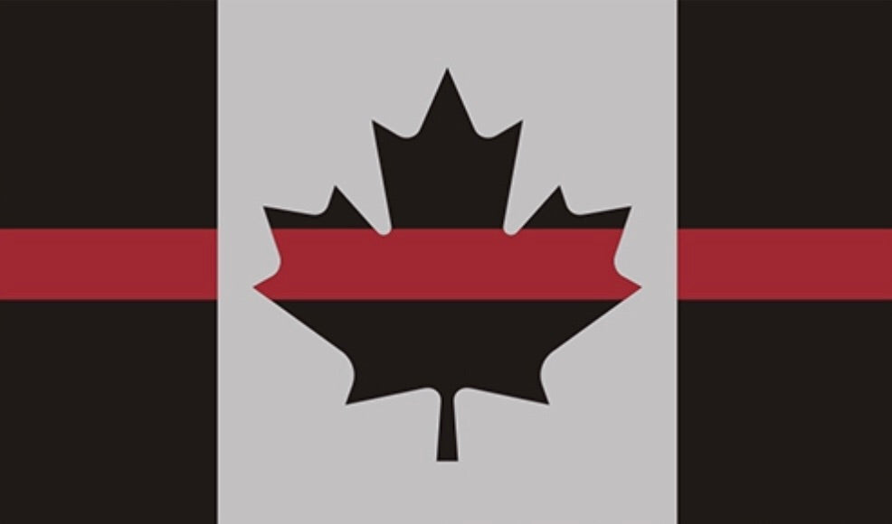 Thin Red Line Canada Subdued Flag REFLECTIVE Decal /Sticker