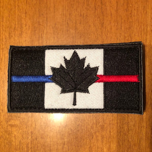 Thin Blue Line / Thin Red line Canadian Flag Patch (8 cm x 4 cm)