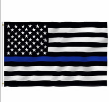Load image into Gallery viewer, Thin Blue Line American Full Size Black and White Flag