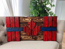Load image into Gallery viewer, Burnt Thin Blue Line First Responders Wooden Flag (FREE Shipping)