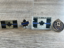 Load image into Gallery viewer, The Thin Blue Line Canada Challenge Coin and Lapel Pin Set