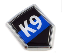 Load image into Gallery viewer, 2.35&quot; x 1.85” Thin Blue Line K9 Flag Car Auto Emblem 3D Decal Bumper Sticker