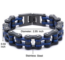 Load image into Gallery viewer, Thin Blue Line Men’s Stainless Steel Biker Link Chain Wristband Motorcycle Bangle 8.5 inch