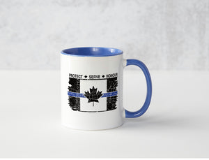 Classic Thin Blue Line Canada Tattered Flag Coffee Mug 11 Oz