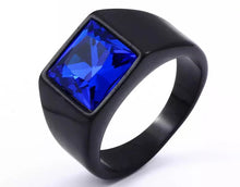 Load image into Gallery viewer, Back the Blue Stainless Steel Blue Stone Ring