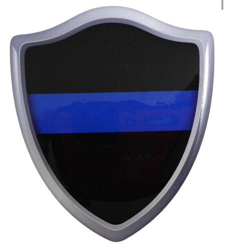 3” x 2.6” Thin Blue Line Shield Crest Domed Decal 3D Look Emblem