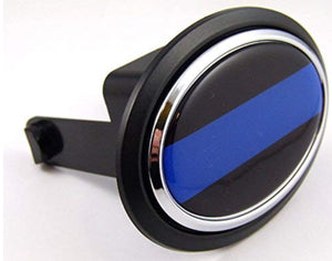 Thin Blue line Police Flag Hitch Cover Cap 2" receiver black with chrome & dome