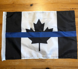 ( 2 Pack) 18” x 11.5 “ Thin Blue Line Canada Motorcycle / Boat / Vehicle Flag with Mounting Pole FREE shipping!