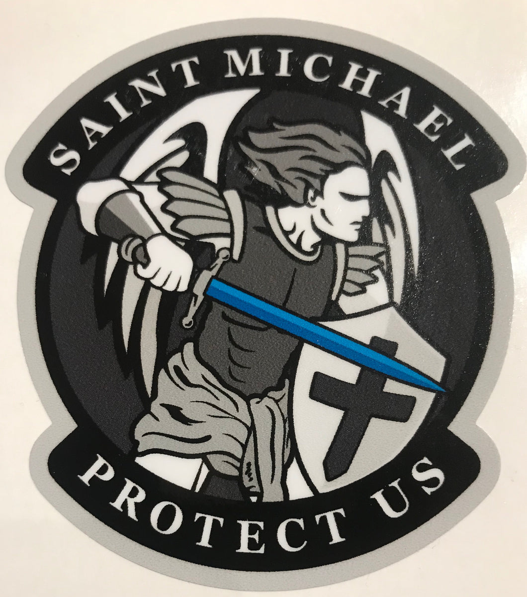 Saint Michael Protect Us Decal / Sticker – The Thin Blue Line Canada