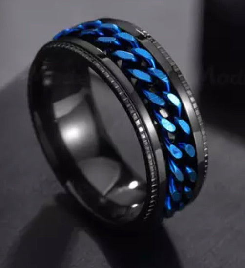 Thin Blue Line Inspired Titanium Stainless Steel Chain Spinner Ring – The  Thin Blue Line Canada