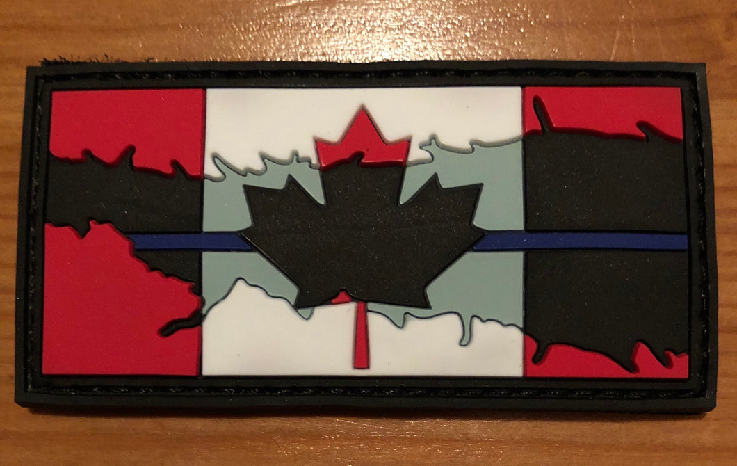 Thin Blue Line Canada 🇨🇦 Red / Blue Line Flag 7.5 cm x 4 cm (PVC version)