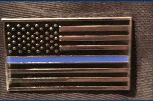 Metal Thin Blue Line American Flag Lapel Pin
