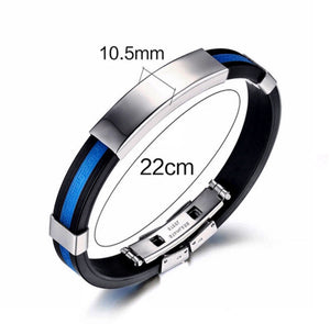 Thin Blue Line Stainless Steel Silicone Bracelet