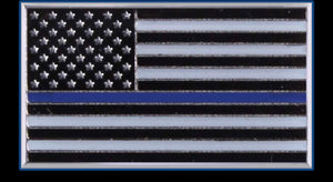 Metal Thin Blue Line American Flag Lapel Pin