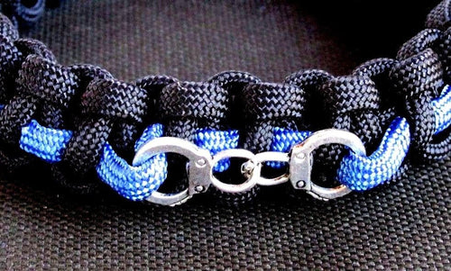 Thin Blue Line Police Handcuff Survival Paracord Bracelet