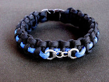 Load image into Gallery viewer, Thin Blue Line Police Handcuff Survival Paracord Bracelet