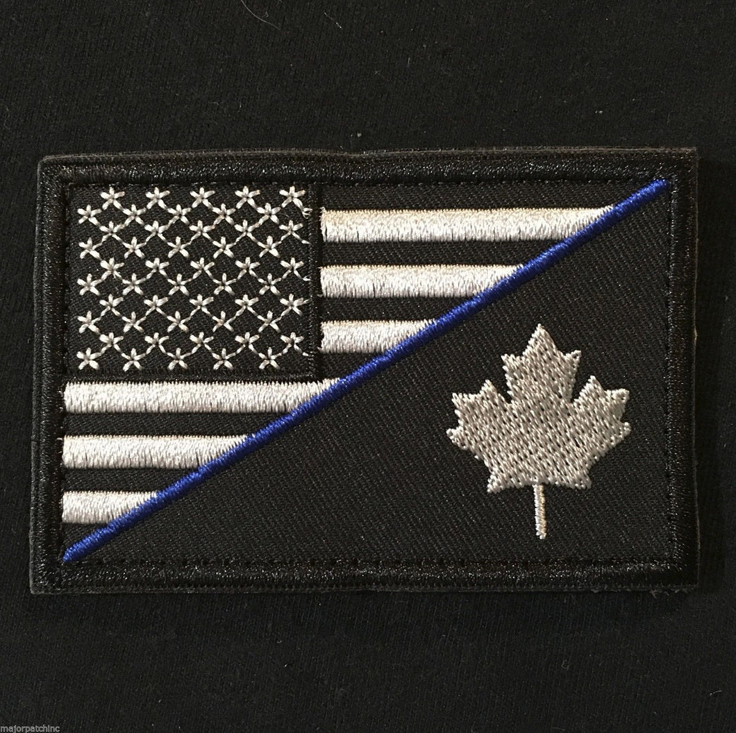 THIN BLUE LINE CANADIAN/U.S. FLAG PATCH